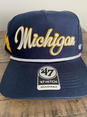 47 HITCH MICHIGAN WOLVERINES SCRIPT ROPE Trucker SNAPBACK HAT CAP NCAA NEW